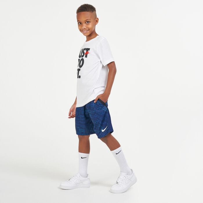Nike Kids' Dri-FIT Printed Training Shorts Blue Nike Kids' Dri-FIT Printed Training Shorts Blue image number 2