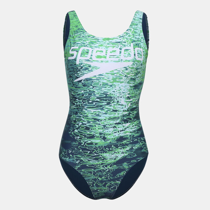 Speedo Women's Digital Placement U-Back One-Piece Swimsuit Blue Speedo Women's Digital Placement U-Back One-Piece Swimsuit Blue image number 0