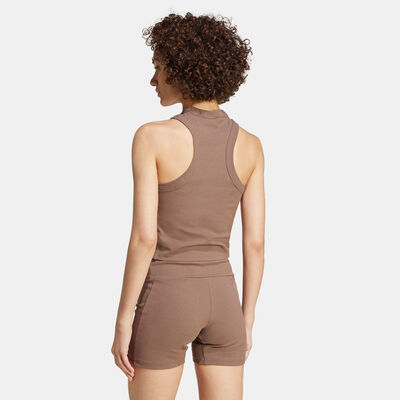 adidas Women's Lounge Ribbed Cropped Tank Top Brown adidas Women's Lounge Ribbed Cropped Tank Top Brown