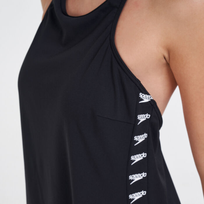 Speedo Women's Boom Logo Splice Swimming Dress Black image number 3