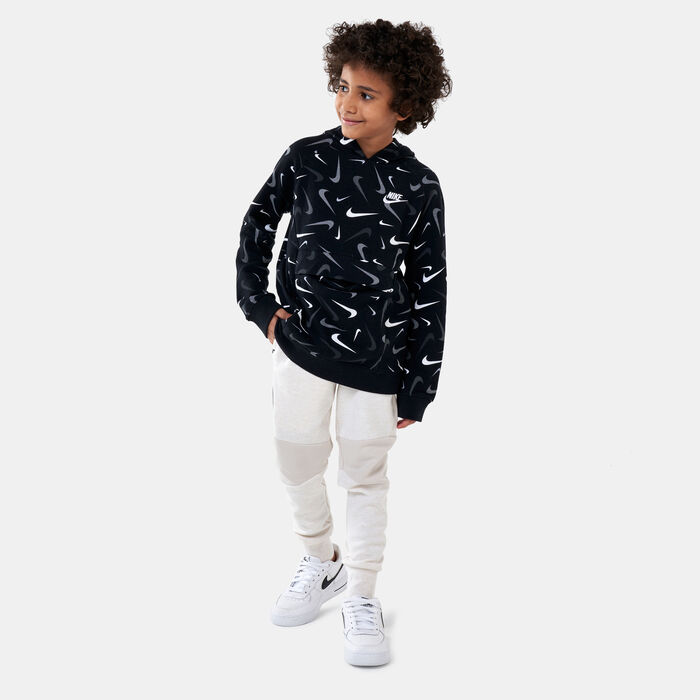 Nike Kids' Sportswear Club Allover Print Fleece Hoodie (Older Kids) Black image number 2