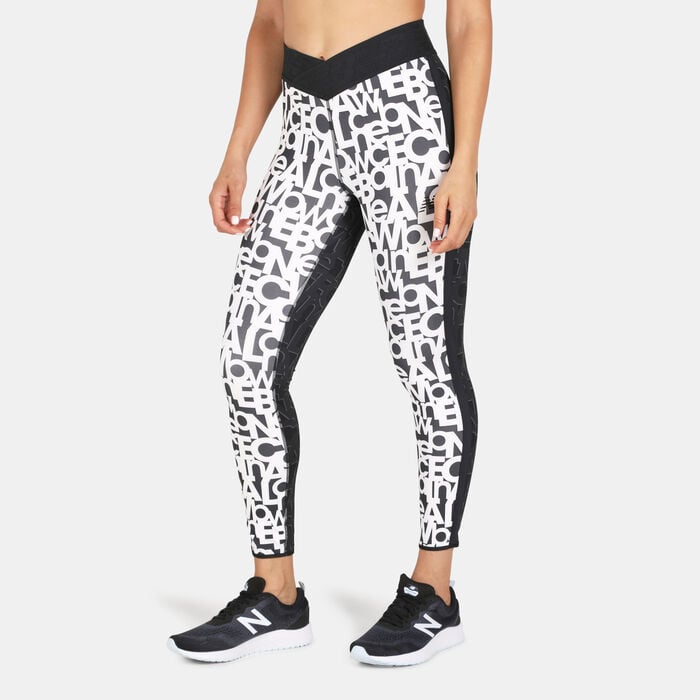 New Balance Women's Relentless Printed High Rise 7/8 Leggings Black New Balance Women's Relentless Printed High Rise 7/8 Leggings Black image number 0