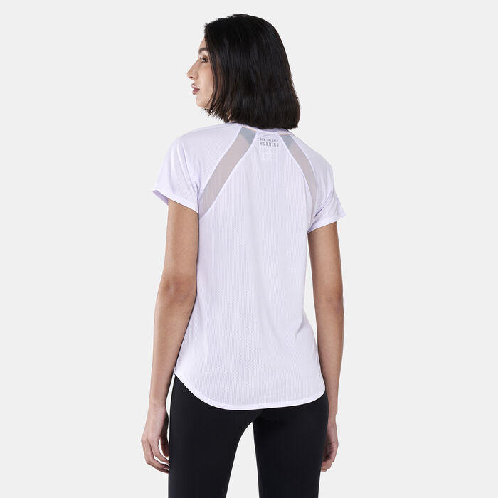 New Balance Women's Printed Impact Run T-Shirt White New Balance Women's Printed Impact Run T-Shirt White image number 1