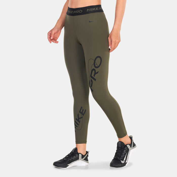 Nike Women's Pro Dri-FIT Graphic Leggings Green Nike Women's Pro Dri-FIT Graphic Leggings Green image number 0