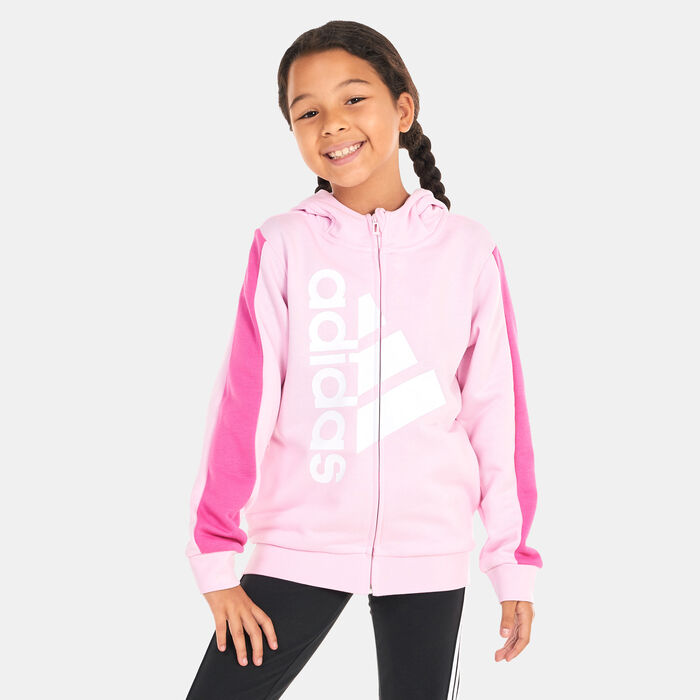 adidas Kids' Badge of Sport Logo Full-Zip Hoodie Pink adidas Kids' Badge of Sport Logo Full-Zip Hoodie Pink image number 0