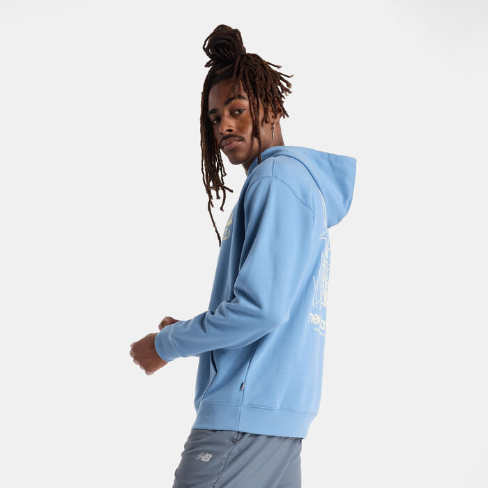New Balance Men's French Terry Shine Hoodie Blue New Balance Men's French Terry Shine Hoodie Blue image number 2