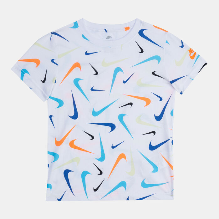 Nike Kids' Allover Print Swoosh T-Shirt White Nike Kids' Allover Print Swoosh T-Shirt White image number 0