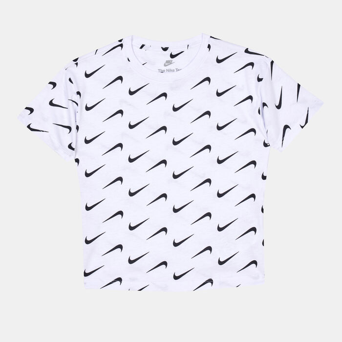 Nike Kids' Allover Swoosh Print T-Shirt White Nike Kids' Allover Swoosh Print T-Shirt White image number 0