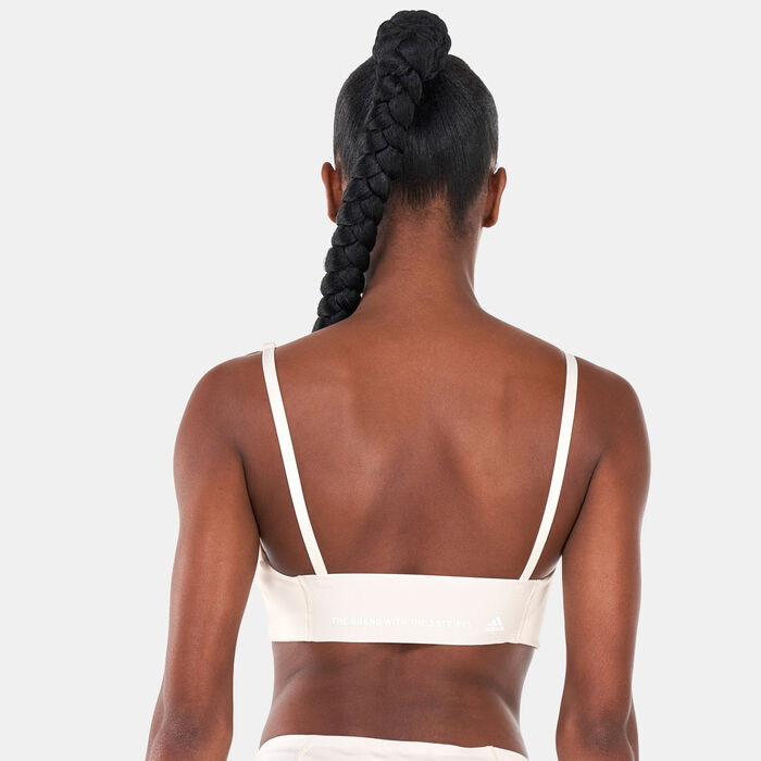 adidas Women's Yoga Studio Light-Support Training Sports Bra Beige adidas Women's Yoga Studio Light-Support Training Sports Bra Beige image number 1