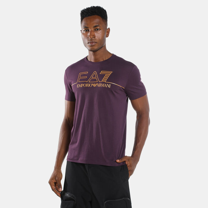 EA7 Emporio Armani Men's Train Gold Label Big Logo T-Shirt Purple EA7 Emporio Armani Men's Train Gold Label Big Logo T-Shirt Purple image number 0