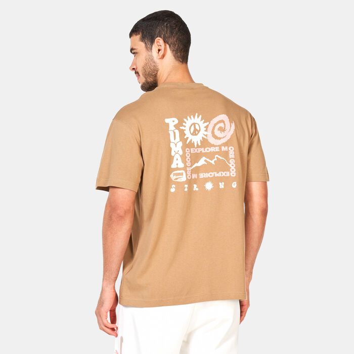 PUMA Men's DOWNTOWN Graphic T-Shirt Beige PUMA Men's DOWNTOWN Graphic T-Shirt Beige image number 1