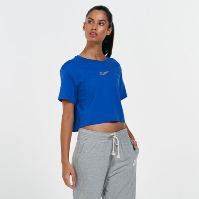 Nike Women's Sportswear Cropped Dance T-Shirt Blue Nike Women's Sportswear Cropped Dance T-Shirt Blue