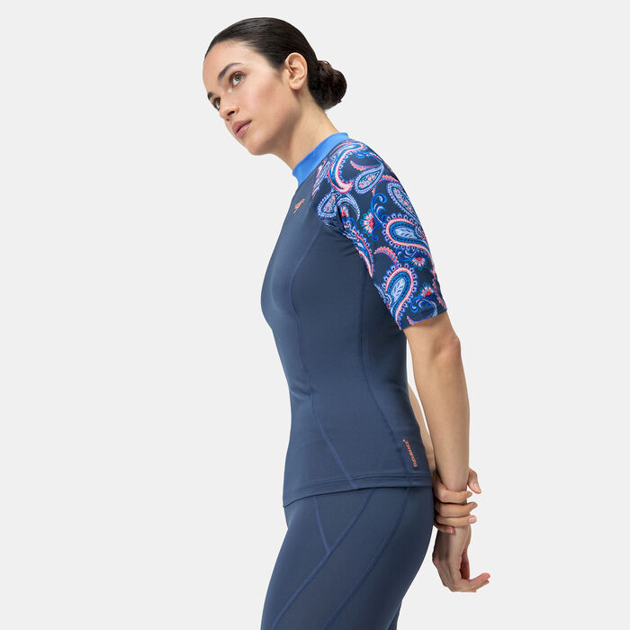 Speedo Women's Printed Swimming Rashguard Blue Speedo Women's Printed Swimming Rashguard Blue image number 0