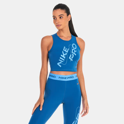 Nike Women's Dri-FIT Graphic Crop Tank Top Blue Nike Women's Dri-FIT Graphic Crop Tank Top Blue
