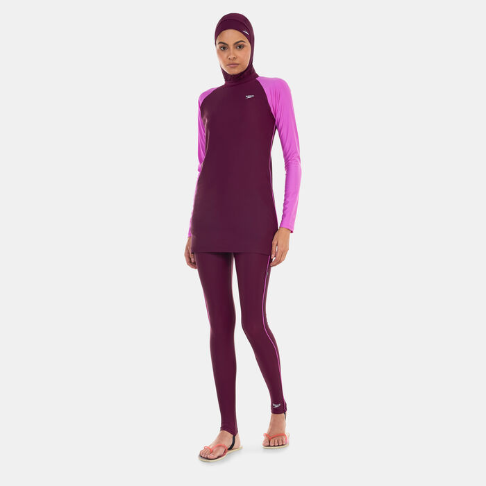 Speedo Women's Modest 3-Piece Swimsuit Purple image number 0