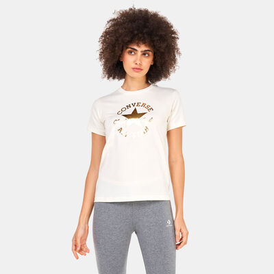 Converse Women's Metallic Chuck Taylor T-Shirt White Converse Women's Metallic Chuck Taylor T-Shirt White