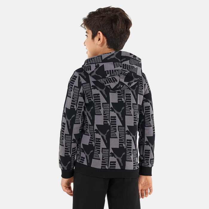 PUMA Kids' PowerPrinted Hoodie Black PUMA Kids' PowerPrinted Hoodie Black image number 1