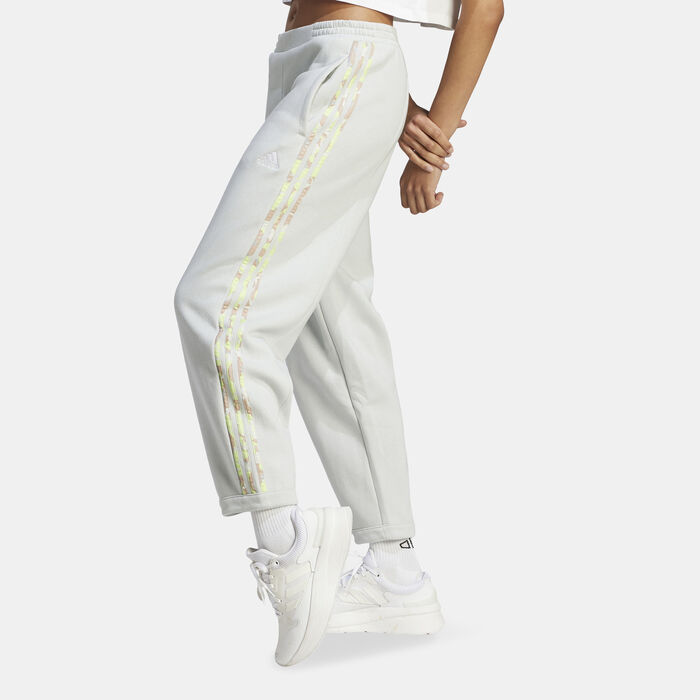 adidas Women's Floral Graphic 3-Stripes Printed Track Pants Grey adidas Women's Floral Graphic 3-Stripes Printed Track Pants Grey image number 0