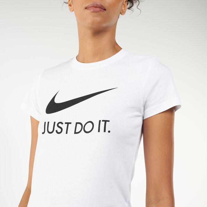 Nike Women's Just Do It Slim T-Shirt White Nike Women's Just Do It Slim T-Shirt White image number 3