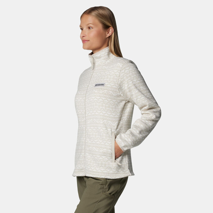 Columbia Women's Sweater Weather Printed Full-Zip Jacket White Columbia Women's Sweater Weather Printed Full-Zip Jacket White image number 5