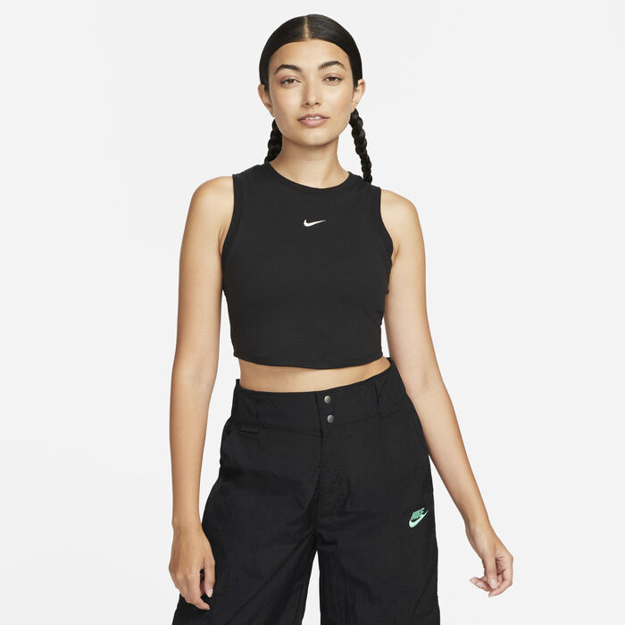Nike Women's Sportswear Chill Tight Cropped Mini-Rib Tank Top Black Nike Women's Sportswear Chill Tight Cropped Mini-Rib Tank Top Black image number 0