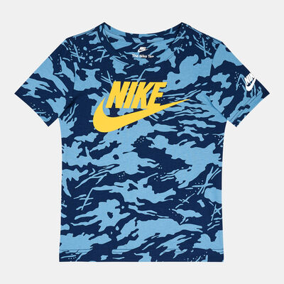 Nike Kids' Futura Camo Allover Print T-Shirt Blue