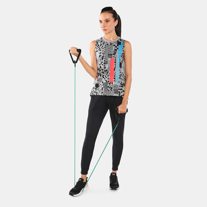 Under Armour Women's UA Chop Block Print Muscle Tank Top Grey Under Armour Women's UA Chop Block Print Muscle Tank Top Grey image number 2