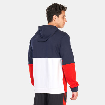 adidas Men's Essentials Colorblock Full-Zip Hoodie Red