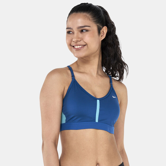 Nike Women's Indy Light-Support Padded V-Neck Sports Bra Blue image number 0