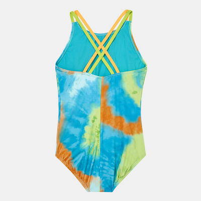 Nike Swim Kids' Tie-Dye Spiderback One-Piece Swimsuit Green