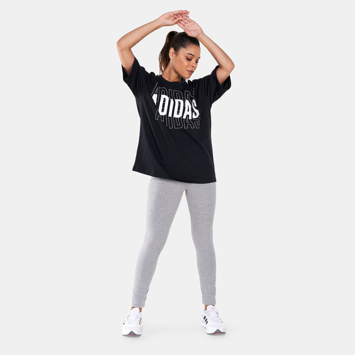 adidas Women's Essentials Repeat Logo Oversized T-Shirt Black adidas Women's Essentials Repeat Logo Oversized T-Shirt Black image number 2