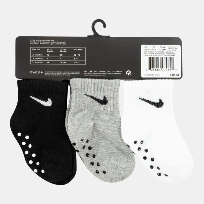 Nike Kids' No-Slip Gripper Ankle Socks (3 Pack) Grey image number 2