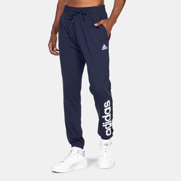 adidas Men's Essentials Single Jersey Tapered Logo Training Joggers Blue adidas Men's Essentials Single Jersey Tapered Logo Training Joggers Blue image number 0