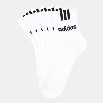 adidas Men's 3-Stripes Linear Half-Crew Cushioned Socks (3 Pack) White adidas Men's 3-Stripes Linear Half-Crew Cushioned Socks (3 Pack) White