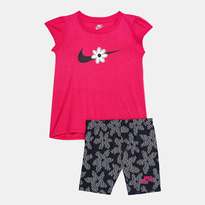 Nike Kids' Sport Daisy T-Shirt And Bike Shorts Set Black