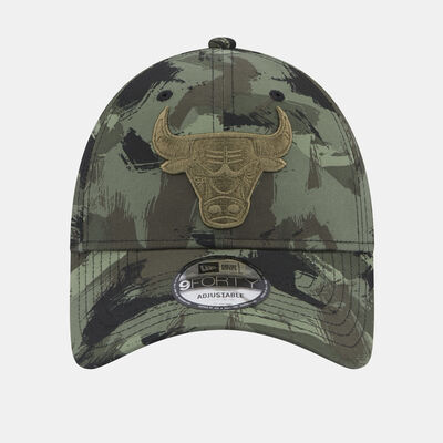 New Era Men's Painted Allover Print 9FORTY Chicago Bulls Cap Green