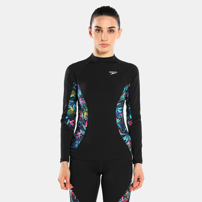 Speedo Women's Printed Rashguard Black Speedo Women's Printed Rashguard Black image number 0