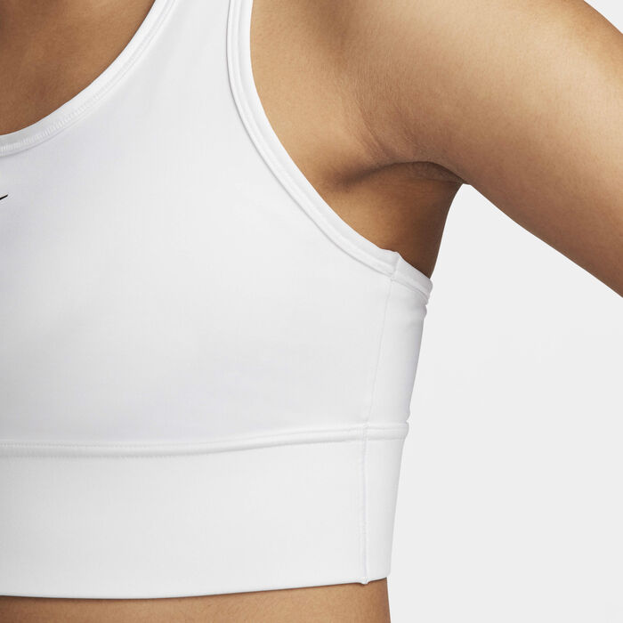 Nike Women's Swoosh Medium-Support Padded Longline Sports Bra White image number 4