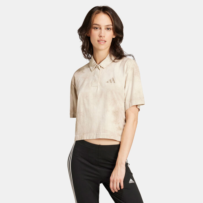 adidas Women's ALL SZN Tie Dye Polo T-Shirt Beige adidas Women's ALL SZN Tie Dye Polo T-Shirt Beige image number 0
