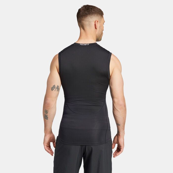 adidas Men's TECHFIT Compression Training Tank Top Black adidas Men's TECHFIT Compression Training Tank Top Black image number 1