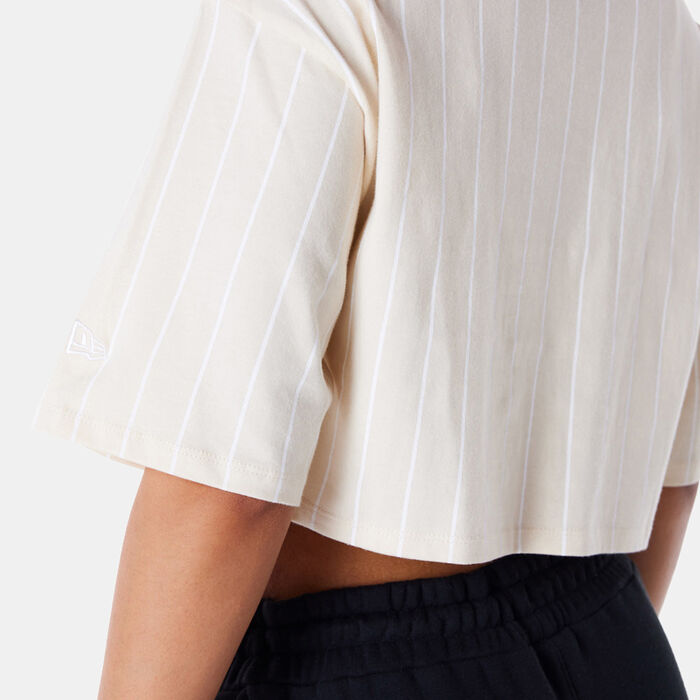 New Era Women's Pinstripe Crop Top Beige New Era Women's Pinstripe Crop Top Beige image number 3