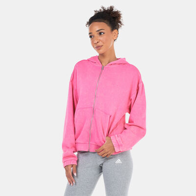 adidas Women's ALL SZN Fleece Hooded Track Jacket Pink