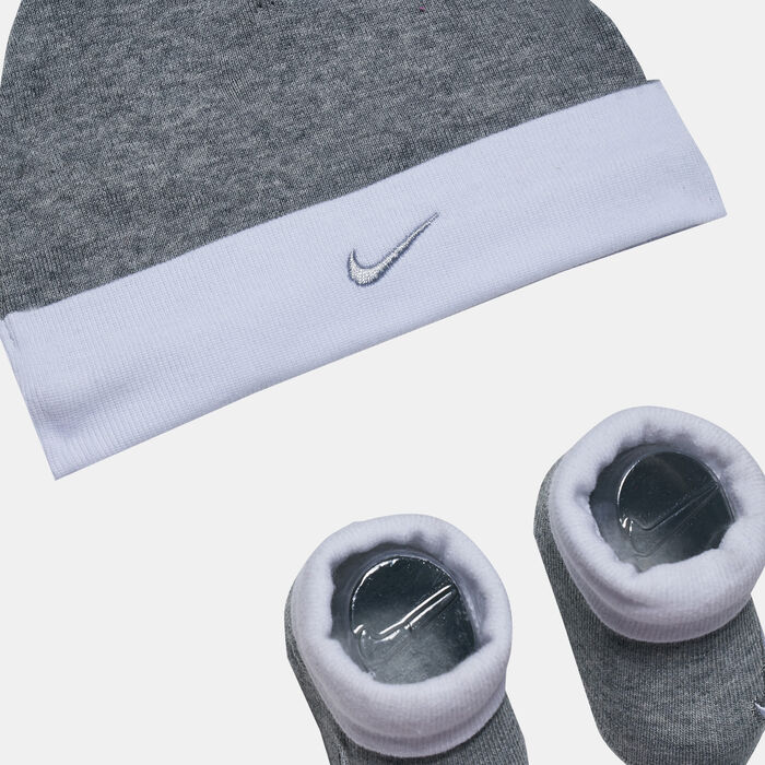 Nike Kids' Simple Swoosh Hat and Bootie Set (Baby & Toddler) Grey Nike Kids' Simple Swoosh Hat and Bootie Set (Baby & Toddler) Grey image number 1