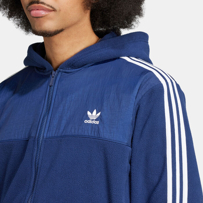 adidas Originals Men's Adicolor 3-Stripes Teddy Fleece Hoodie Blue image number 3
