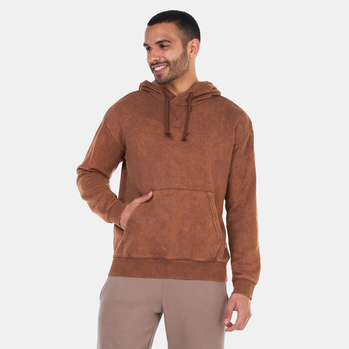 adidas Men's ALL SZN Garment-Wash Hoodie Brown adidas Men's ALL SZN Garment-Wash Hoodie Brown image number 0