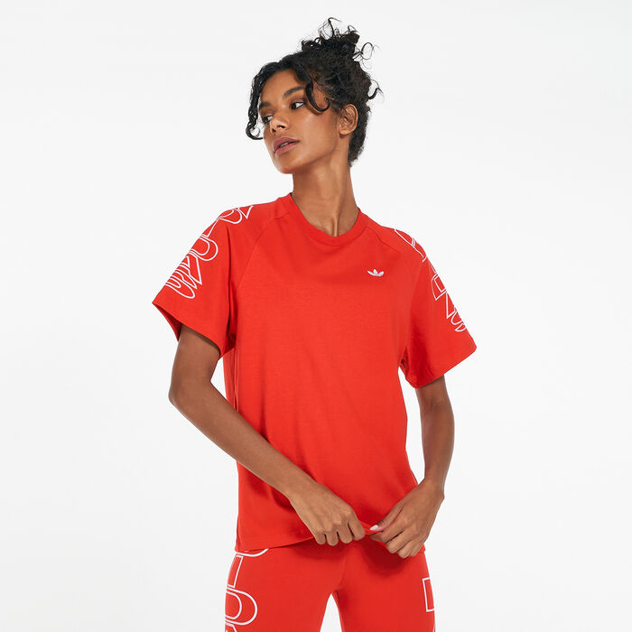 adidas Originals Women's Loose Letter T-Shirt Red image number 0