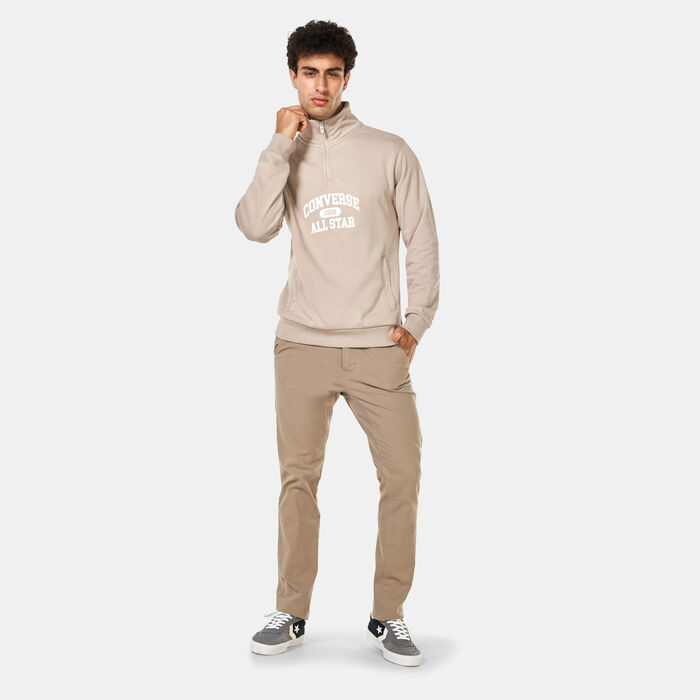 Converse Men's Retro 1/4-Zip Sweatshirt Brown Converse Men's Retro 1/4-Zip Sweatshirt Brown image number 2