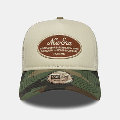 New Era Men's Oval Patch Camo Trucker Cap Beige