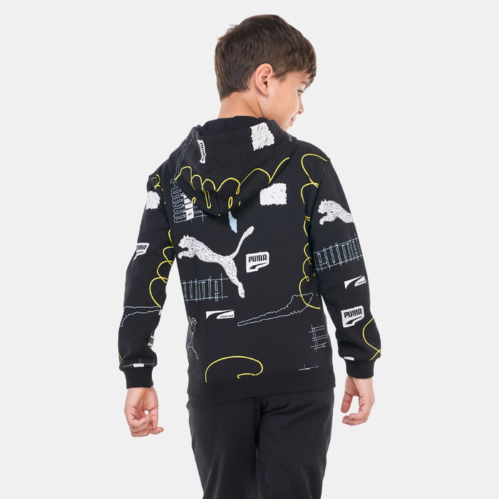 PUMA Kids' Classics Brand Love Hoodie Black PUMA Kids' Classics Brand Love Hoodie Black image number 1
