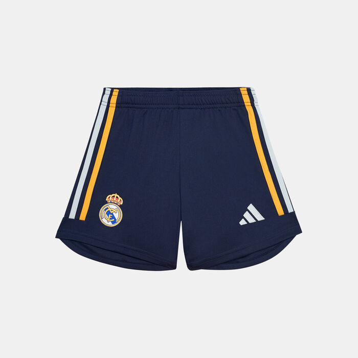 adidas Kids' Real Madrid Away Shorts - 2023/24 Blue adidas Kids' Real Madrid Away Shorts - 2023/24 Blue image number 0